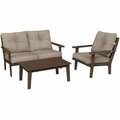 Polywood Lakeside Mahogany / Spiced Burlap Deep Patio Set with Lakeside Table Chair and Loveseat 633PWS59M601